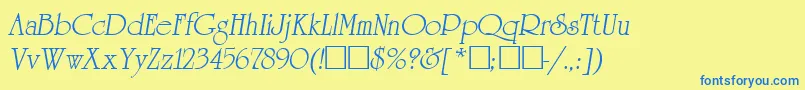 ReverenceLihgtItalic Font – Blue Fonts on Yellow Background