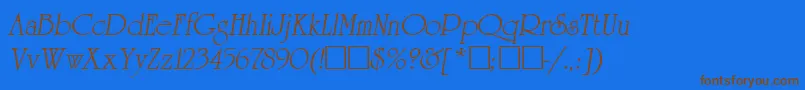 ReverenceLihgtItalic-fontti – ruskeat fontit sinisellä taustalla