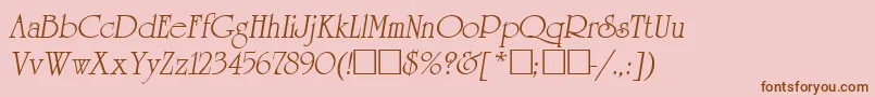 フォントReverenceLihgtItalic – ピンクの背景に茶色のフォント