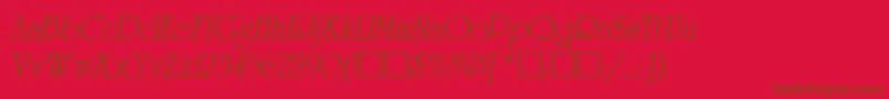 ReverenceLihgtItalic-fontti – ruskeat fontit punaisella taustalla