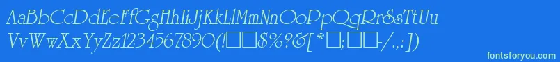 ReverenceLihgtItalic Font – Green Fonts on Blue Background