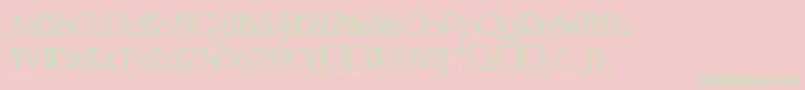 ReverenceLihgtItalic-fontti – vihreät fontit vaaleanpunaisella taustalla