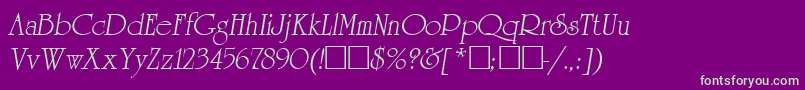 ReverenceLihgtItalic Font – Green Fonts on Purple Background
