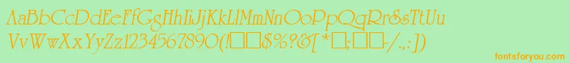 Шрифт ReverenceLihgtItalic – оранжевые шрифты на зелёном фоне