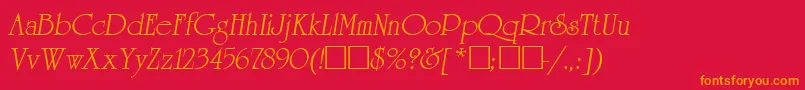 フォントReverenceLihgtItalic – 赤い背景にオレンジの文字
