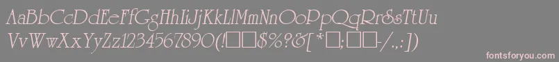 ReverenceLihgtItalic-fontti – vaaleanpunaiset fontit harmaalla taustalla