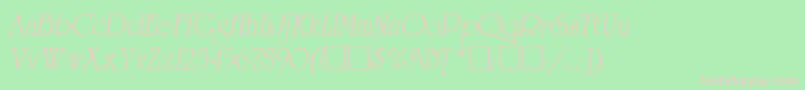 ReverenceLihgtItalic-fontti – vaaleanpunaiset fontit vihreällä taustalla