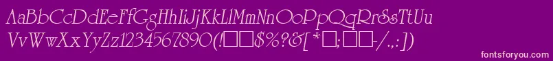 ReverenceLihgtItalic-Schriftart – Rosa Schriften auf violettem Hintergrund