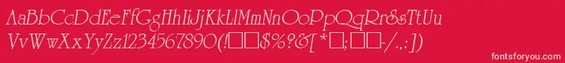 ReverenceLihgtItalic-fontti – vaaleanpunaiset fontit punaisella taustalla