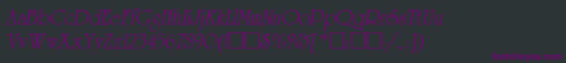ReverenceLihgtItalic-fontti – violetit fontit mustalla taustalla