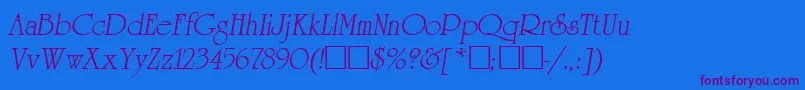 ReverenceLihgtItalic-Schriftart – Violette Schriften auf blauem Hintergrund