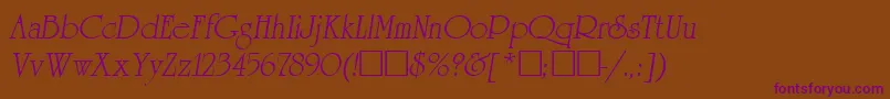 ReverenceLihgtItalic Font – Purple Fonts on Brown Background