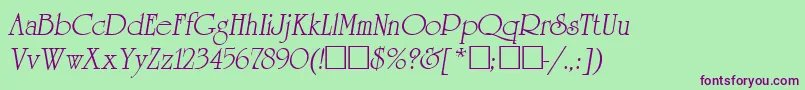 ReverenceLihgtItalic Font – Purple Fonts on Green Background