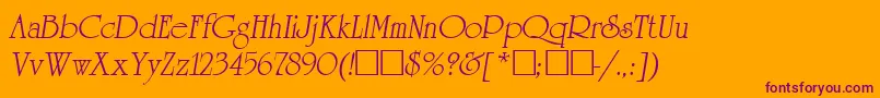 ReverenceLihgtItalic Font – Purple Fonts on Orange Background