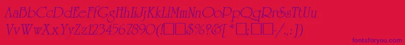ReverenceLihgtItalic Font – Purple Fonts on Red Background