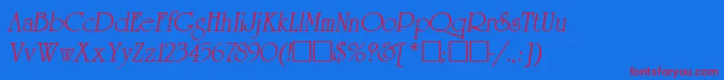フォントReverenceLihgtItalic – 赤い文字の青い背景