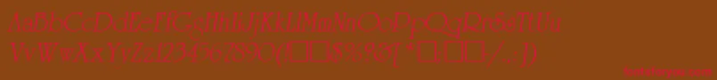 フォントReverenceLihgtItalic – 赤い文字が茶色の背景にあります。