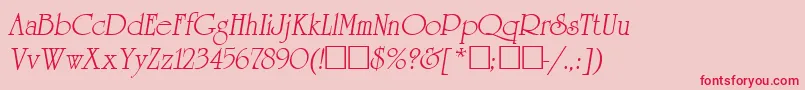 ReverenceLihgtItalic-fontti – punaiset fontit vaaleanpunaisella taustalla