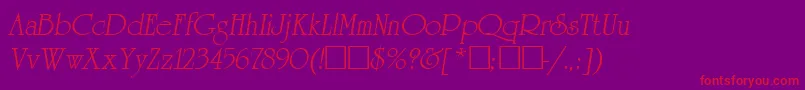 ReverenceLihgtItalic-fontti – punaiset fontit violetilla taustalla