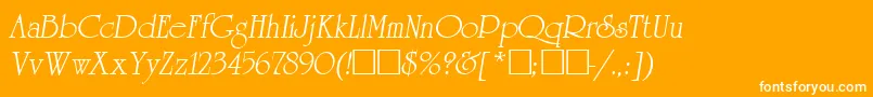 Шрифт ReverenceLihgtItalic – белые шрифты на оранжевом фоне