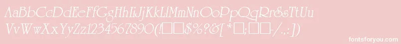 ReverenceLihgtItalic-fontti – valkoiset fontit vaaleanpunaisella taustalla