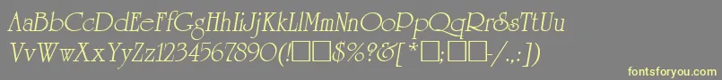 ReverenceLihgtItalic-Schriftart – Gelbe Schriften auf grauem Hintergrund
