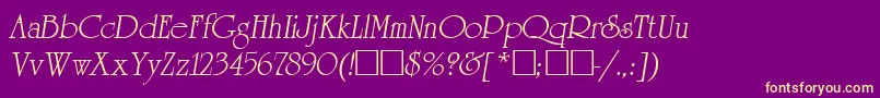 ReverenceLihgtItalic-fontti – keltaiset fontit violetilla taustalla