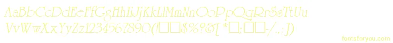 Шрифт ReverenceLihgtItalic – жёлтые шрифты на белом фоне