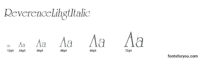 Размеры шрифта ReverenceLihgtItalic