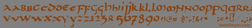 フォントLlpaladi2 – 茶色の文字が灰色の背景にあります。