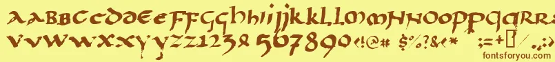 フォントLlpaladi2 – 茶色の文字が黄色の背景にあります。