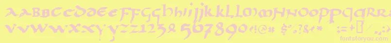 Llpaladi2-Schriftart – Rosa Schriften auf gelbem Hintergrund