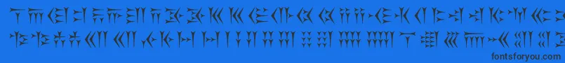 Kakoulookiam-Schriftart – Schwarze Schriften auf blauem Hintergrund