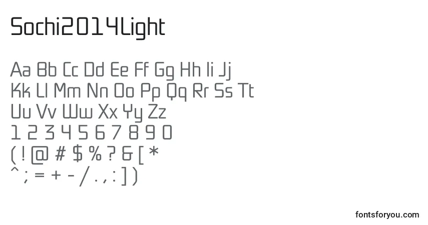 A fonte Sochi2014Light – alfabeto, números, caracteres especiais