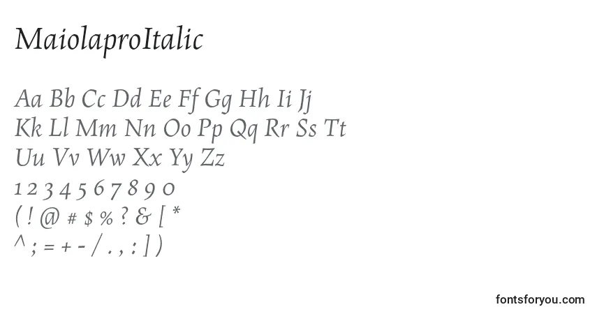 MaiolaproItalicフォント–アルファベット、数字、特殊文字