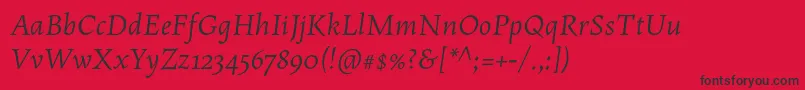 Fonte MaiolaproItalic – fontes pretas em um fundo vermelho
