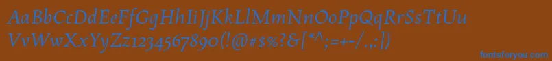 Czcionka MaiolaproItalic – niebieskie czcionki na brązowym tle