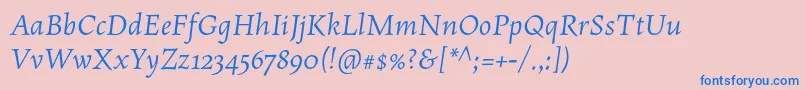 Czcionka MaiolaproItalic – niebieskie czcionki na różowym tle