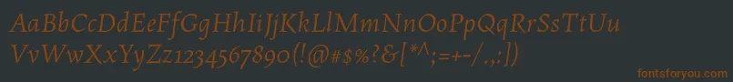 MaiolaproItalic-fontti – ruskeat fontit mustalla taustalla