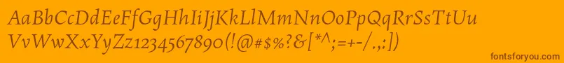 フォントMaiolaproItalic – オレンジの背景に茶色のフォント