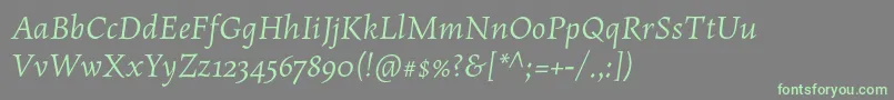 Czcionka MaiolaproItalic – zielone czcionki na szarym tle