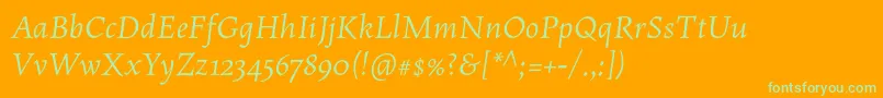 MaiolaproItalic-fontti – vihreät fontit oranssilla taustalla