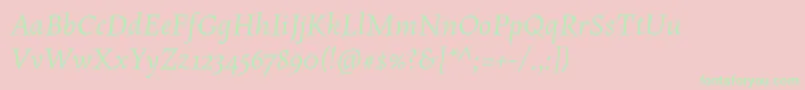 MaiolaproItalic-fontti – vihreät fontit vaaleanpunaisella taustalla