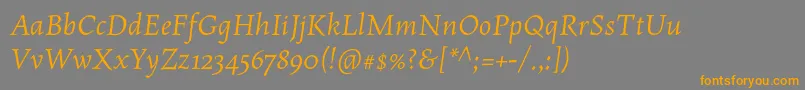 Fonte MaiolaproItalic – fontes laranjas em um fundo cinza