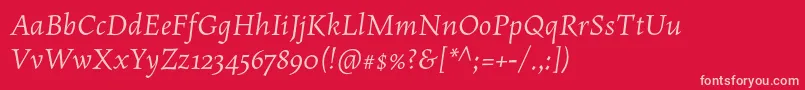 Fonte MaiolaproItalic – fontes rosa em um fundo vermelho