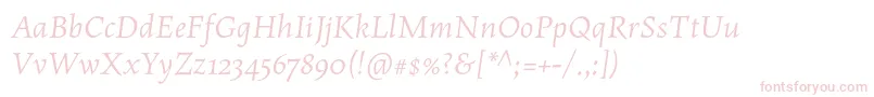 フォントMaiolaproItalic – 白い背景にピンクのフォント