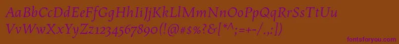 MaiolaproItalic Font – Purple Fonts on Brown Background