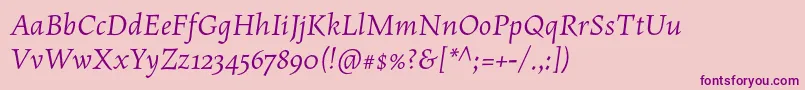 MaiolaproItalic-fontti – violetit fontit vaaleanpunaisella taustalla