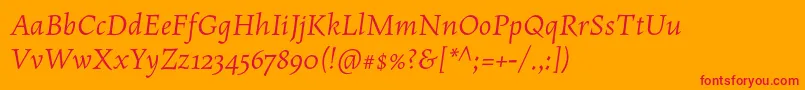 Fonte MaiolaproItalic – fontes vermelhas em um fundo laranja