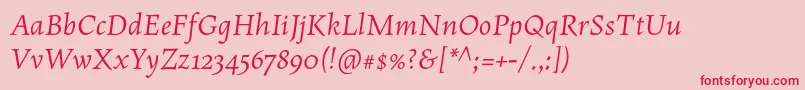 MaiolaproItalic-Schriftart – Rote Schriften auf rosa Hintergrund